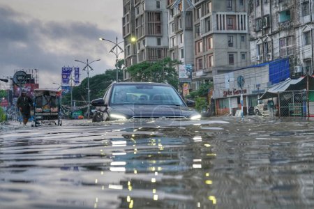 Photo for All the major roads are waterlogged due to heavy rain in Kolkata during this Monsoon season in India. - Royalty Free Image