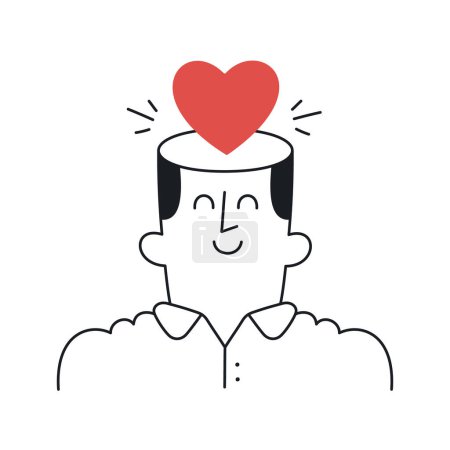 Téléchargez les illustrations : Joyful Mind, Happy Heart - Style Doodle avec une frappe modifiable. - en licence libre de droit