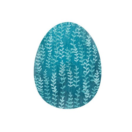 Foto de Ocean Blue Easter egg with fern texture watercolor background for decoration on Easter festival. - Imagen libre de derechos