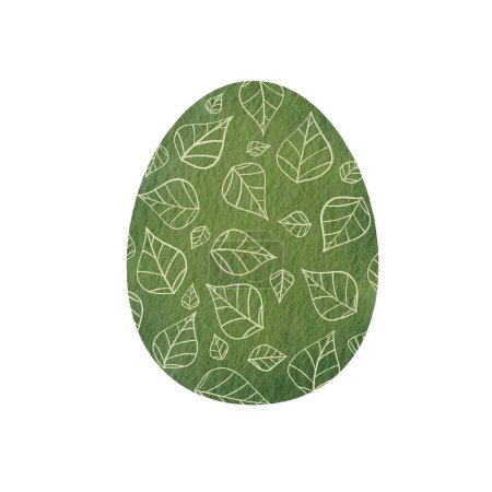 Foto de Green leaf Easter egg with leaves texture watercolor background for decoration on Easter festival. - Imagen libre de derechos
