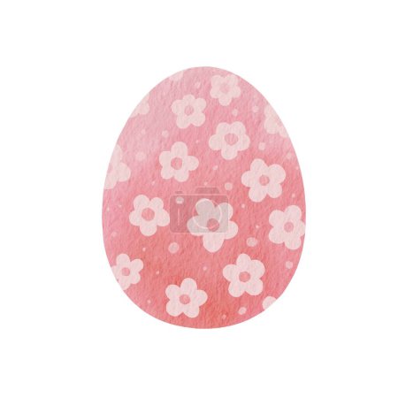Foto de Sweet pink Easter egg with flowers texture watercolor illustration for decoration on Easter festival. - Imagen libre de derechos