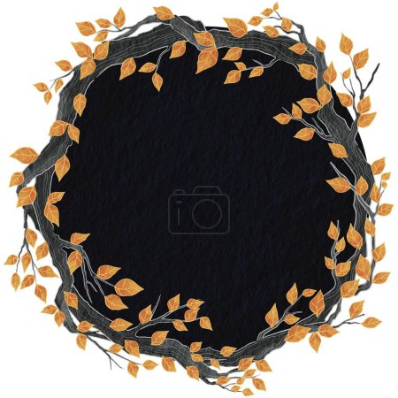 Téléchargez les photos : Illustration d'aquarelle de bannière d'arbre d'automne fantastique pour la décoration sur le festival d'Halloween, le festival saisonnier d'automne et le festival de Thanksgiving. - en image libre de droit