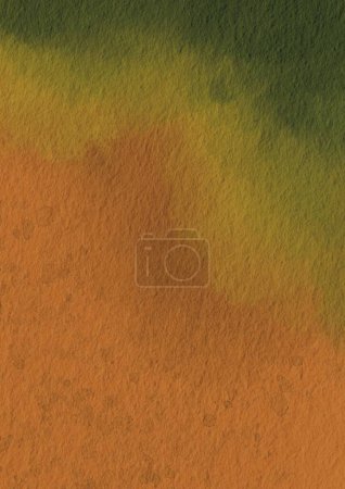 Abstract brown and green grunge watercolor background illustration for decoration on nature ; landscape and agriculture concept.