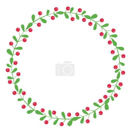 Ilustración de Bayas silvestres con flores de hojas ilustración para la decotración en el festival de Navidad, comida natural y concepto de fruta de bayas. - Imagen libre de derechos