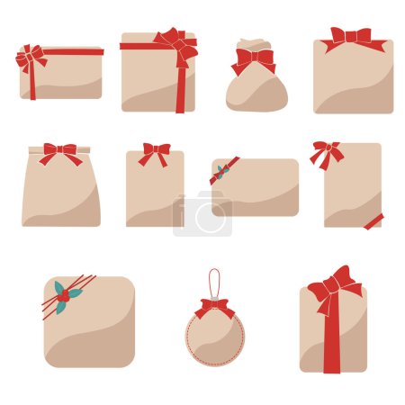 Illustration for Christmas gift box frame vector illustration for decoration 0n Christmas holiday event. - Royalty Free Image