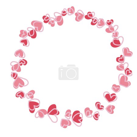 Illustration for Abstract sweet heart wreath frame illustration for decoration on Valentine day, wedding and spring seasonal concept. - Royalty Free Image