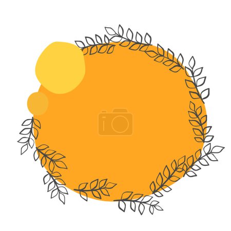 Téléchargez les photos : Feuilles abstraites de fougère doodle avec l'illustration jaune de bannière pour la décoration sur le concept saisonnier d'été et de la nature. - en image libre de droit