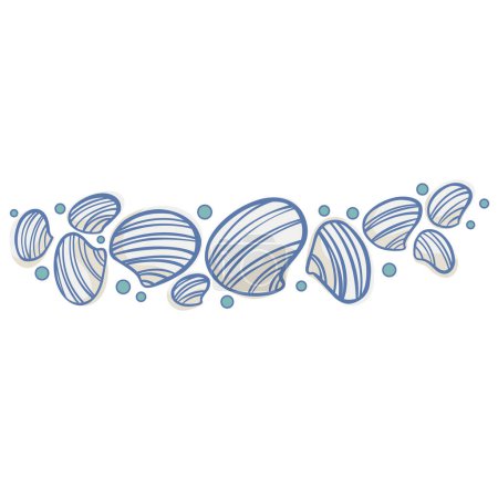 Ilustración de Garabato de concha de mar abstracto con burbuja agua frontera ilustración para la decoración de mariscos y vacaciones de verano. - Imagen libre de derechos