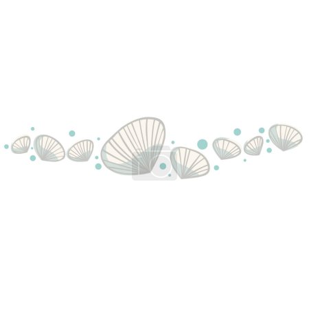 Ilustración de Garabato de concha de mar abstracto con burbuja agua frontera ilustración para la decoración de mariscos y vacaciones de verano. - Imagen libre de derechos