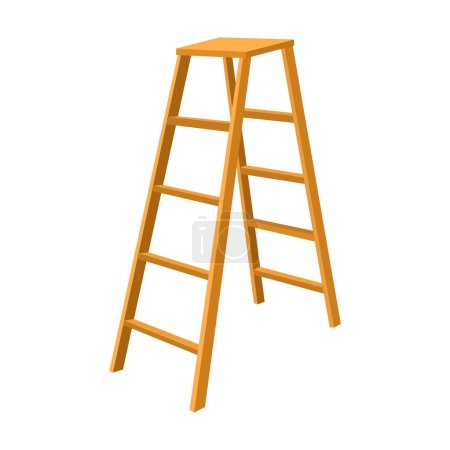 wooden step ladder vector illustration, isolated on white background, stepladder cartoon