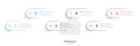 Illustration for Vector Infographic label design template with icons and 6 options or steps. Can be used for process diagram, presentations, workflow layout, banner, flow chart, info graph. - Royalty Free Image