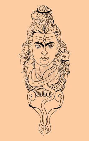 Photo for Vector outline illustration of Hindu God Lord Shiva and his material using equipment - Royalty Free Image