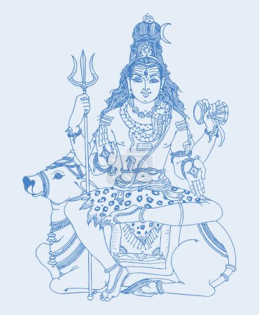Vektorskizze Illustration des Hindugottes Shiva und seines Materials unter Verwendung von Geräten