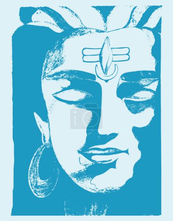 Illustration for Drawing or sketch of Lord Shiva outline design element editable illustration - Royalty Free Image