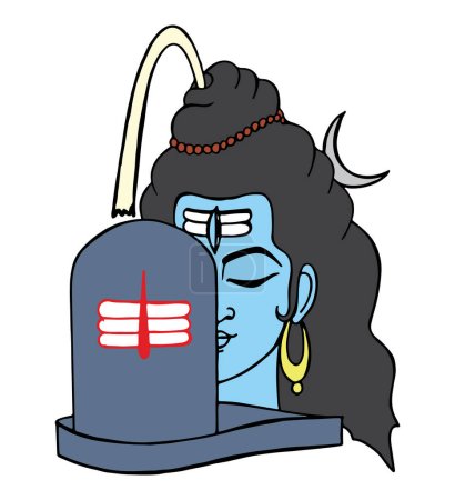 Drawing or Sketch of Lord Shiva design elements outline editable illustration