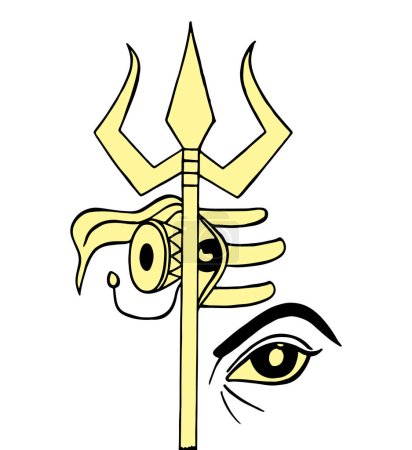 Dibujo o boceto de Señor Shiva elementos de diseño esbozar ilustración editable