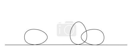 Easter eggs one line art, hand drawn continuous contour.Christian holiday design, festive decoration. Editable stroke. Isolated.Vector