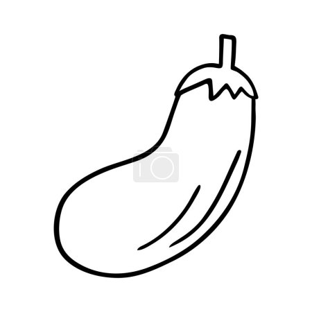 Eggplant doodle, cooking nutrient. Hand-drawn vegetarian food, proper eating, healthy diet. Sketch, minimalism, line art Isolated Vector