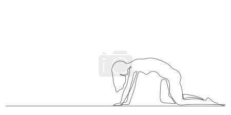Illustration for Naked woman one line art, hand drawn lady figure continuous contour. Nude female body concept, beauty industry template. Editable stroke. Isolated.Vector - Royalty Free Image