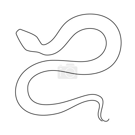 Téléchargez les illustrations : Serpent une ligne d'art, dessiné à la main contour de dessin continu, symbole de la nouvelle année 2025.Poisonous serpent contour, concept de la nature animalière. - en licence libre de droit