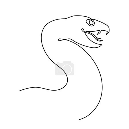 Snake one line art,hand drawn continuous drawing contour,symbol of new year 2025.Poisonous reptile serpent outline,wildlife nature concept.Editable stroke.Isolated.Vector