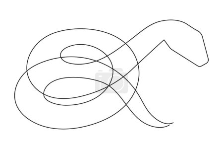 Téléchargez les illustrations : Serpent une ligne d'art, dessiné à la main contour de dessin continu, symbole de la nouvelle année 2025.Poisonous serpent contour, concept de la nature animalière. - en licence libre de droit