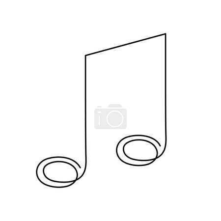 Illustration for Musical notes one line art, hand drawn continuous contour. Artistic creative concept, minimalist template design. Editable stroke. Isolated. Vector - Royalty Free Image