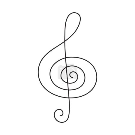 Treble clef one line art, dessiné à la main contour continu contour.Love concept de composition musicale, modèle minimaliste mélodie art design.Editable course. Isolated.Vector