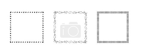 Illustration for Square frames doodle set,hand-drawn monograms.Edgings and cadres with simple sketchy design elements.Isolated. Vector - Royalty Free Image
