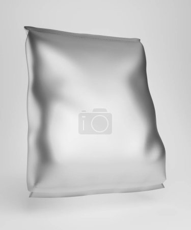 Leere Metallsäcke mit dem einzigartigen Logo oder Design Ihrer Marke Perfekt für Ihre nächste Werbekampagne. Package Design 3D Renderer.