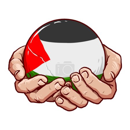 Illustration for Vector of hand with flag ball red white green black color - Royalty Free Image
