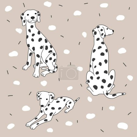 Dalmatian dog cartoon on dot background vector illustration