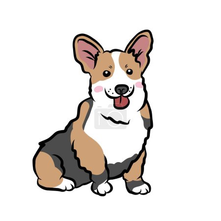Téléchargez les illustrations : Illustration vectorielle de dessin animé Corgi chien - en licence libre de droit