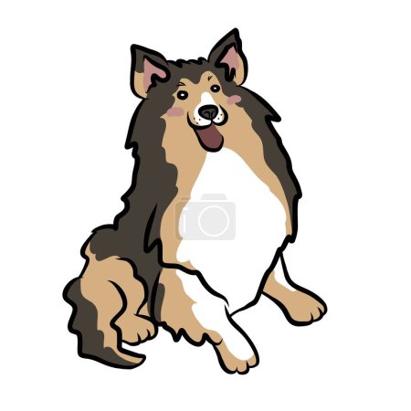 Téléchargez les illustrations : Dur Collie chien dessin animé vectoriel illustration - en licence libre de droit