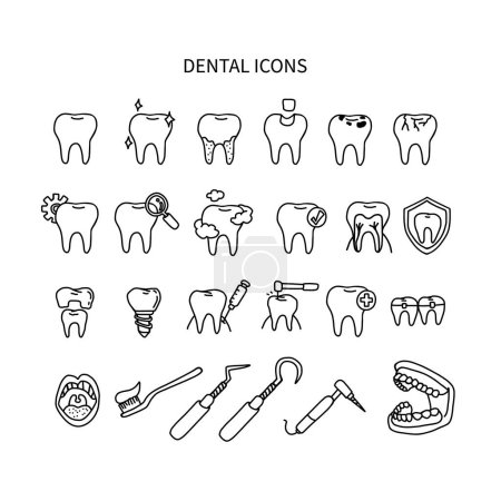 Ilustración de Iconos dentales set vector ilustración. - Imagen libre de derechos