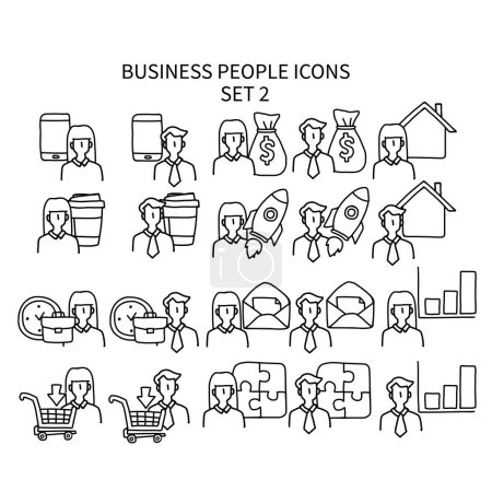 Illustration for Business people icons set 2 vector illustration - Royalty Free Image