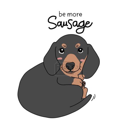 Téléchargez les illustrations : Dachshund chien être plus saucisse illustration vectorielle de dessin animé - en licence libre de droit