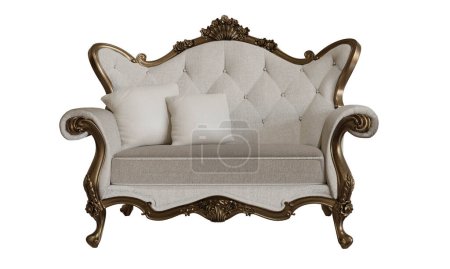 Photo for 3D rendered illustration of a white classic sofa isolated on a white background - Royalty Free Image