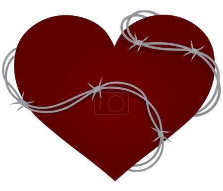 Photo for Red heart rounded with barbed wire vector illustration - Royalty Free Image