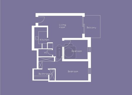 Photo for Blueprint plan Black and white house floor plans Floorplan 2D drawing Home plan. - Royalty Free Image