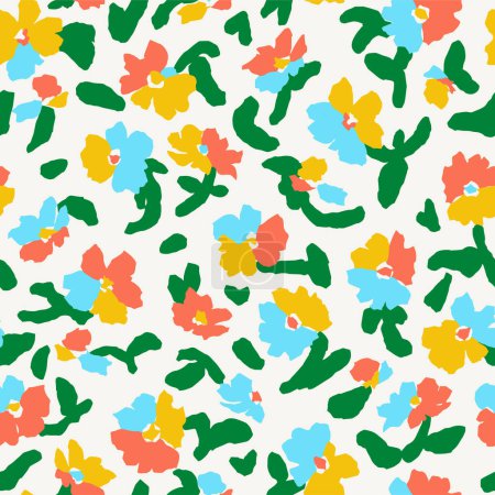 Vector hand drawing doodle floral illustration seamless repeat pattern
