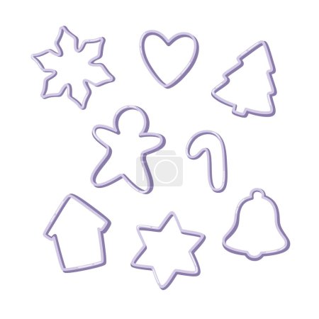 Illustration for Form for cutting gingerbread. Christmas cookie, homemade cookie. Vector illustration - Royalty Free Image