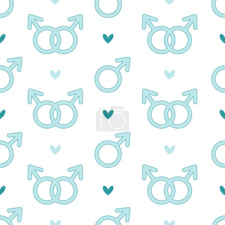 Ilustración de Hombres símbolos de género patrón sin costura. Comunidad LGBTQ, gay. Ilustración vectorial - Imagen libre de derechos