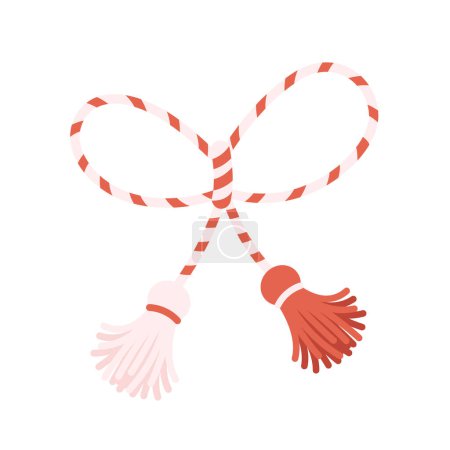 Martisor talisman. Traditional accessory for holiday of early spring in Romania and Moldova. Vector illustration in flat style