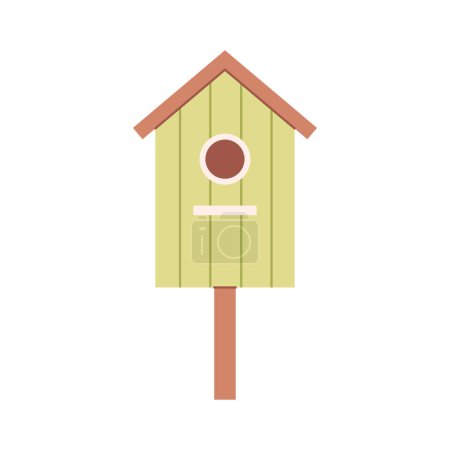 Niedliches Vogelhaus. Gartenvogelhaus zum Füttern von Vögeln. Vektorillustration im flachen Stil