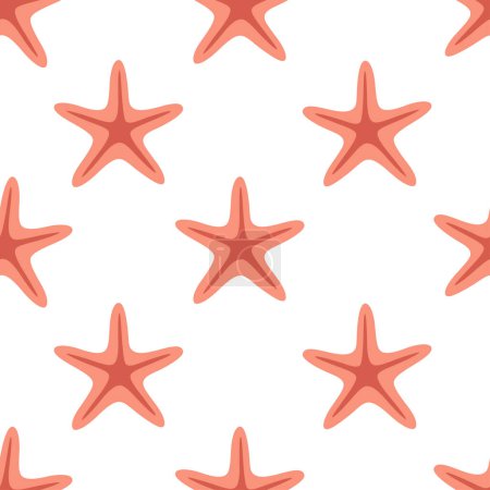 Seamless pattern with starfishes. Summer seamless pattern. Vector illustration in flat style