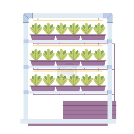 Tecnología hidropónica para el cultivo de plantas. La agricultura vertical. Granja inteligente. Ilustración vectorial en estilo plano
