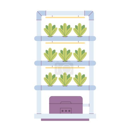 Hydroponics technology for plants growing. Vertical farming. Smart farm. Vector illustration in flat style