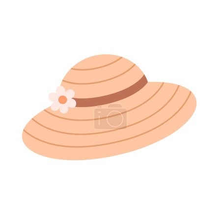 Summer hat, panama. Women beach accessory. Vector illustration in flat style