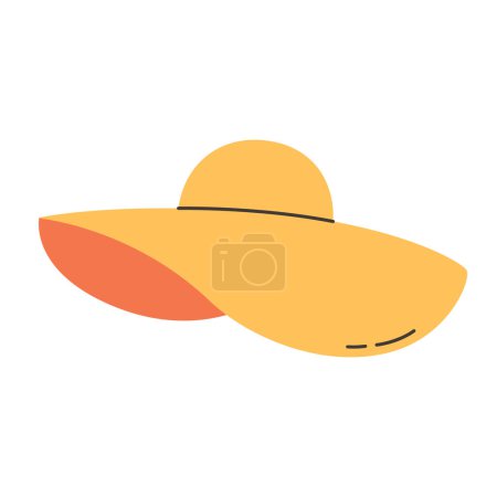 Sombrero de verano, Panama. Accesorio de playa para mujer. Ilustración vectorial en estilo plano